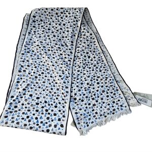 Burberry Blue Black & White Modal & Cashmere Lightweight Scarf